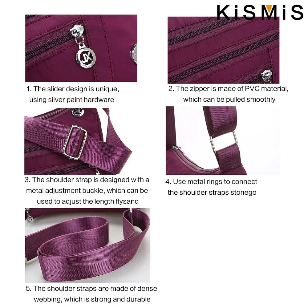 Fashion Women Waterproof Crossbody Bag Casual Single Shoulder Handbag Messenger Bag Oxford Material