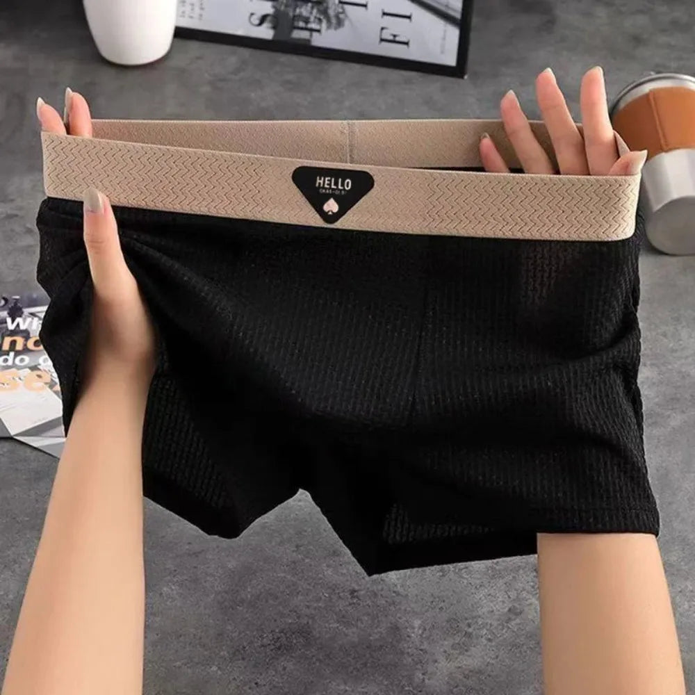 2026 1pcs Men's Shorts Ice Silk Underwear Plus Size Underpants Breathable Sexy Slim Panties Air-conditioned Lingerie Wholesale