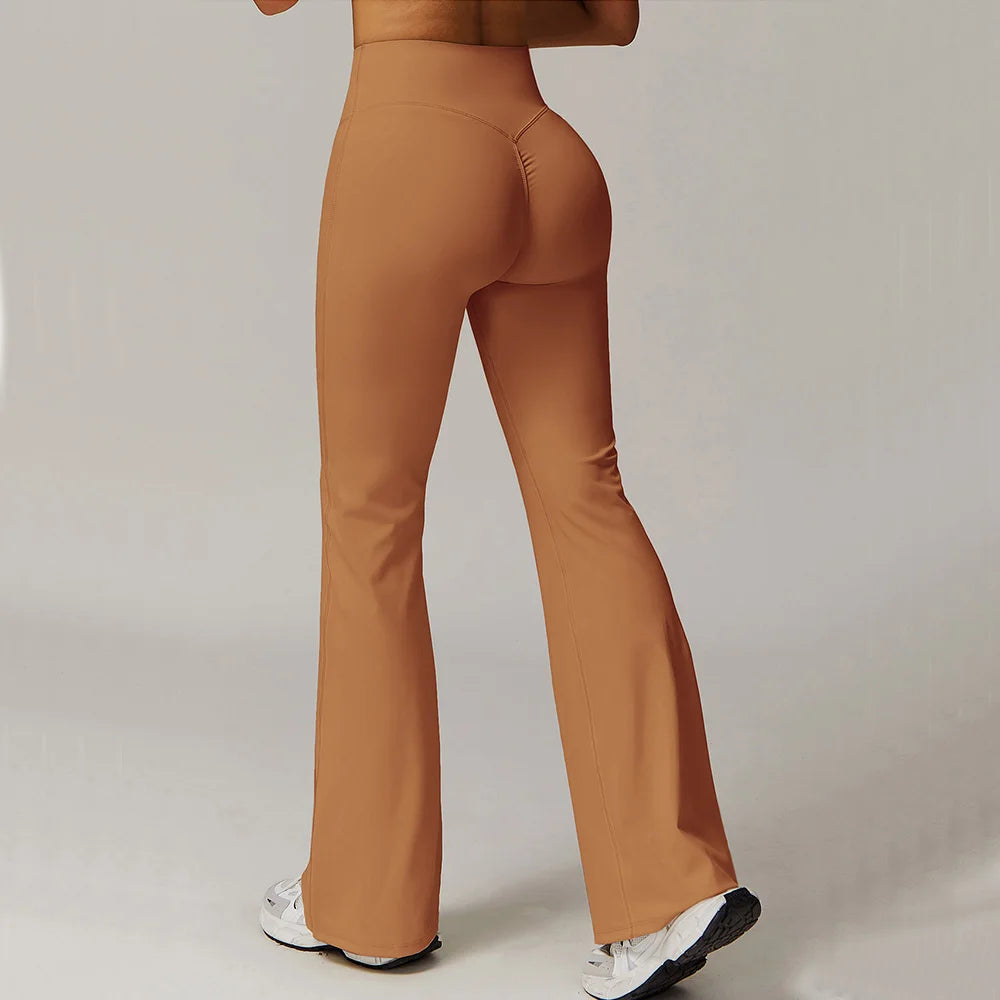High Waist Wide Leg Pants Leggings Women Tights Fitness Bell-bottoms Yoga Elastic Leggings Push Up Gym Workout Flared Pants