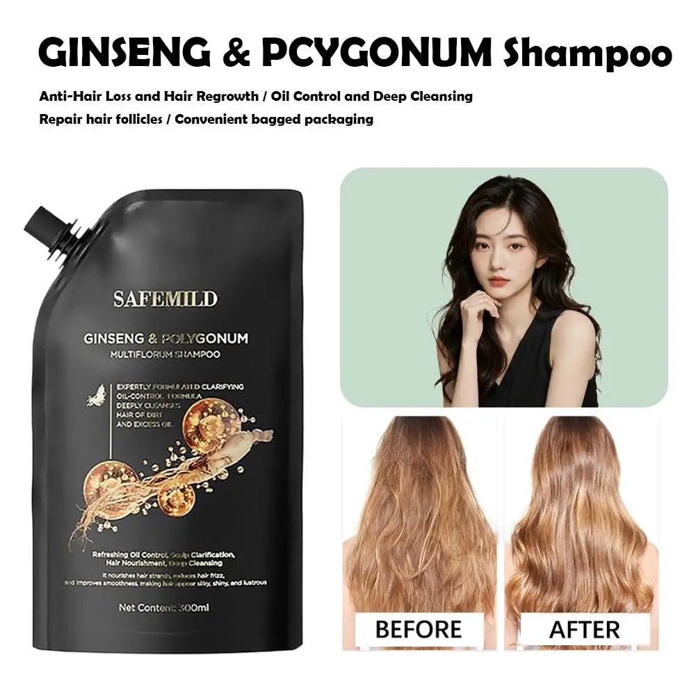 Hair Growth Shampoo Ginseng & Polygonum Multiflorum Shampoo Deep Cleaning Nourishing Smoothing Repairing Dry Damaged Hair Care