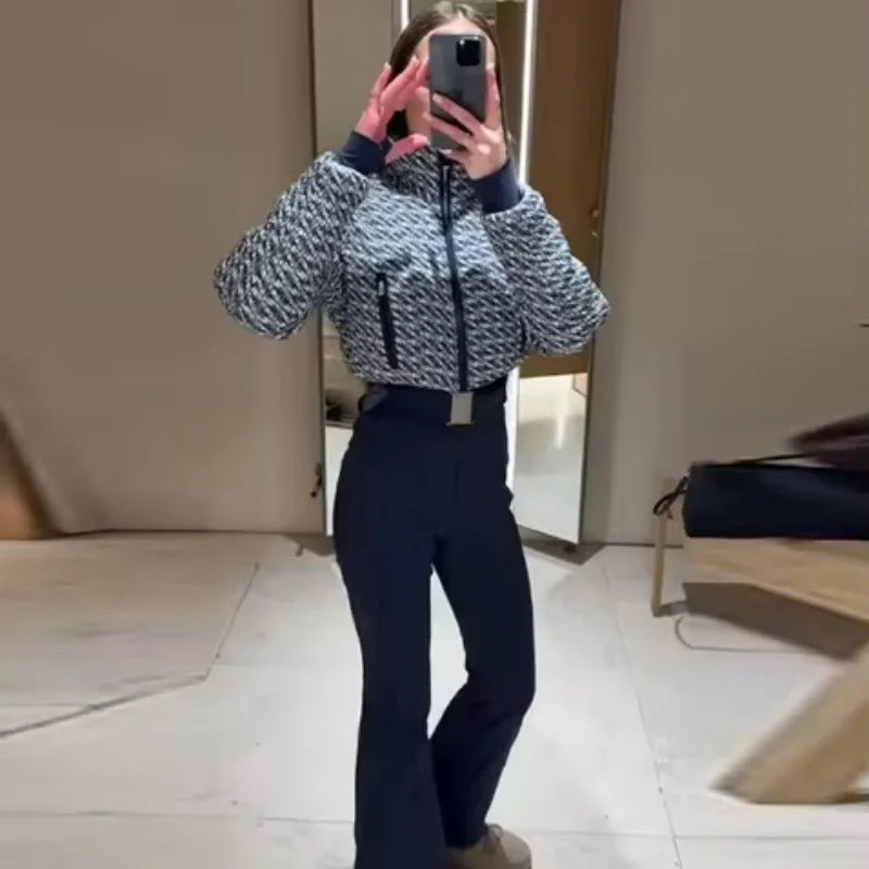 Women's Jumpsuit 2026 Spring New Fashion Patchwork Quilted Waist Ski Thickened Sports Adventure Outdoor Jumpsuit