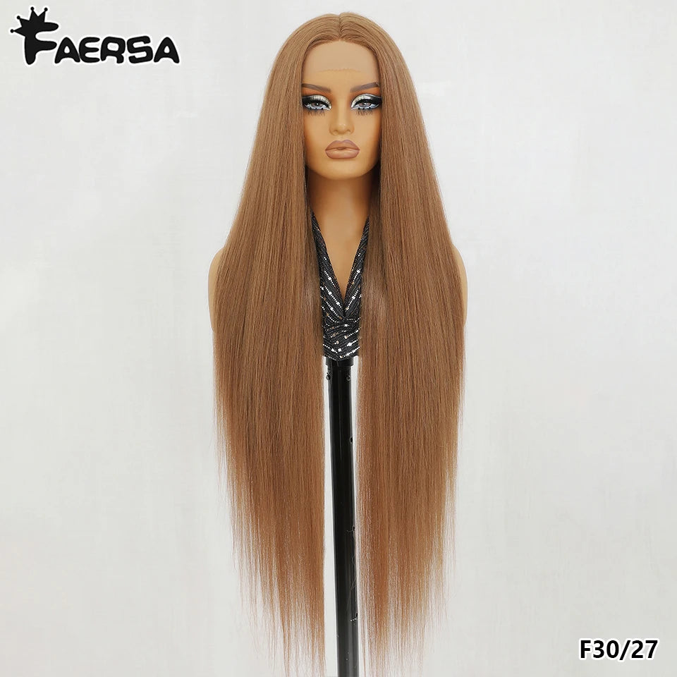 HD Lace Front Wig, Blend Hair 13X6 Lace Wig Pre Plucked Glueless Synthetic Heat Resistant Long Straight Black and Blonde Wigs