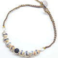 Silver Spiral Twist Wrap Gemstone Lava Rock Macrame Bling Choker