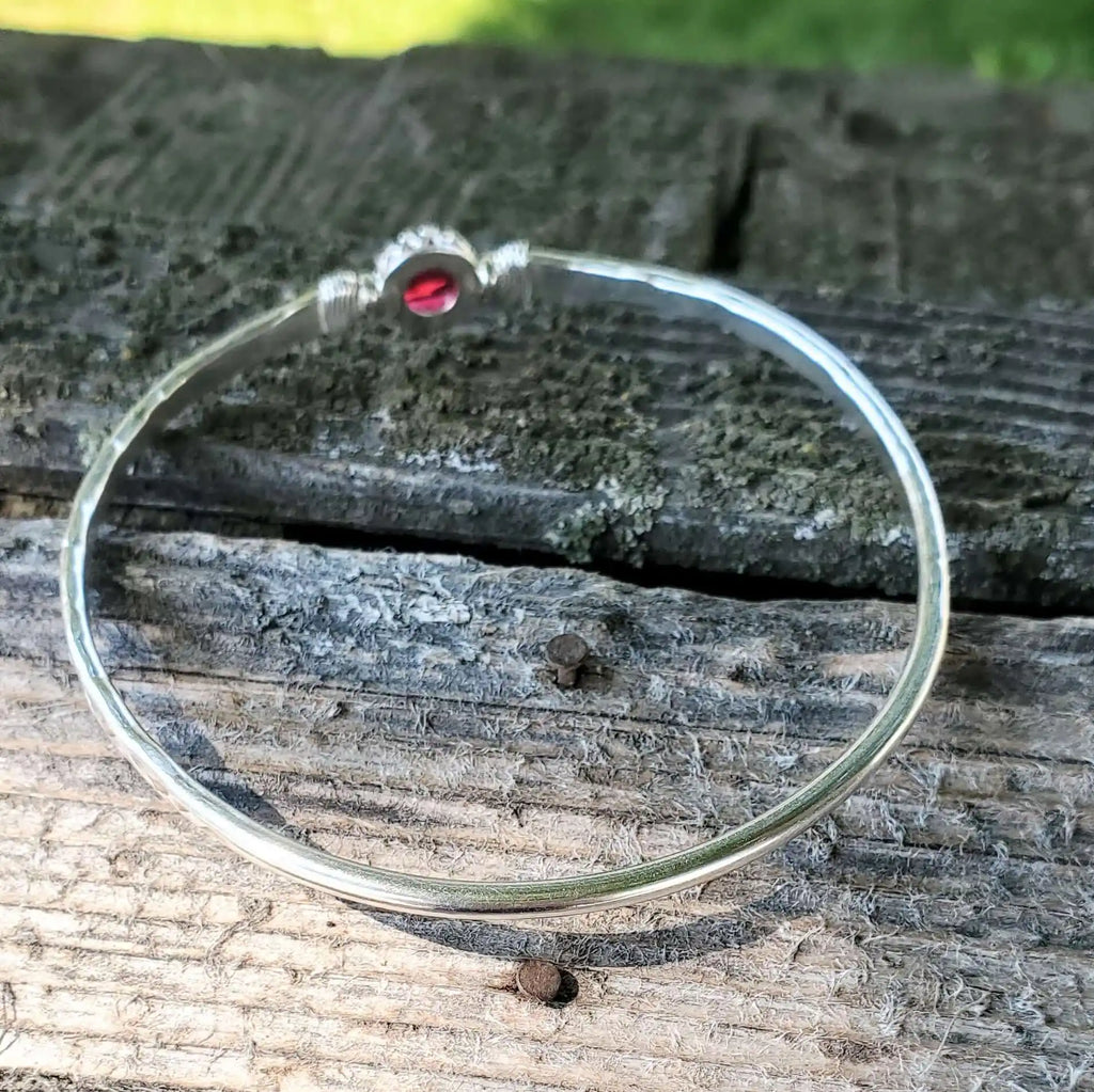 Brides Mag Bangle with 8mm Ruby in Victorian Crown Setting