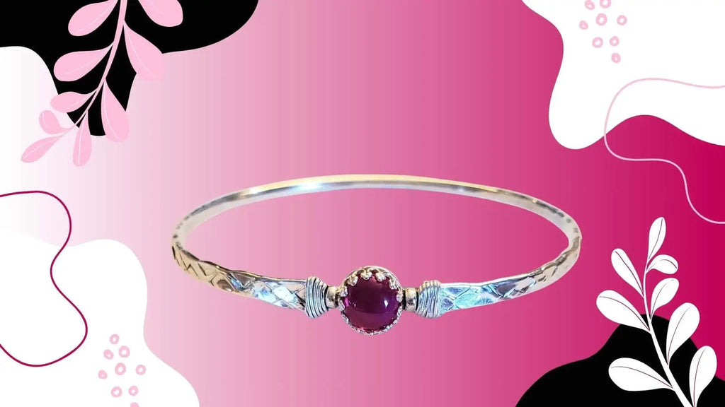 Brides Mag Bangle with 8mm Ruby in Victorian Crown Setting