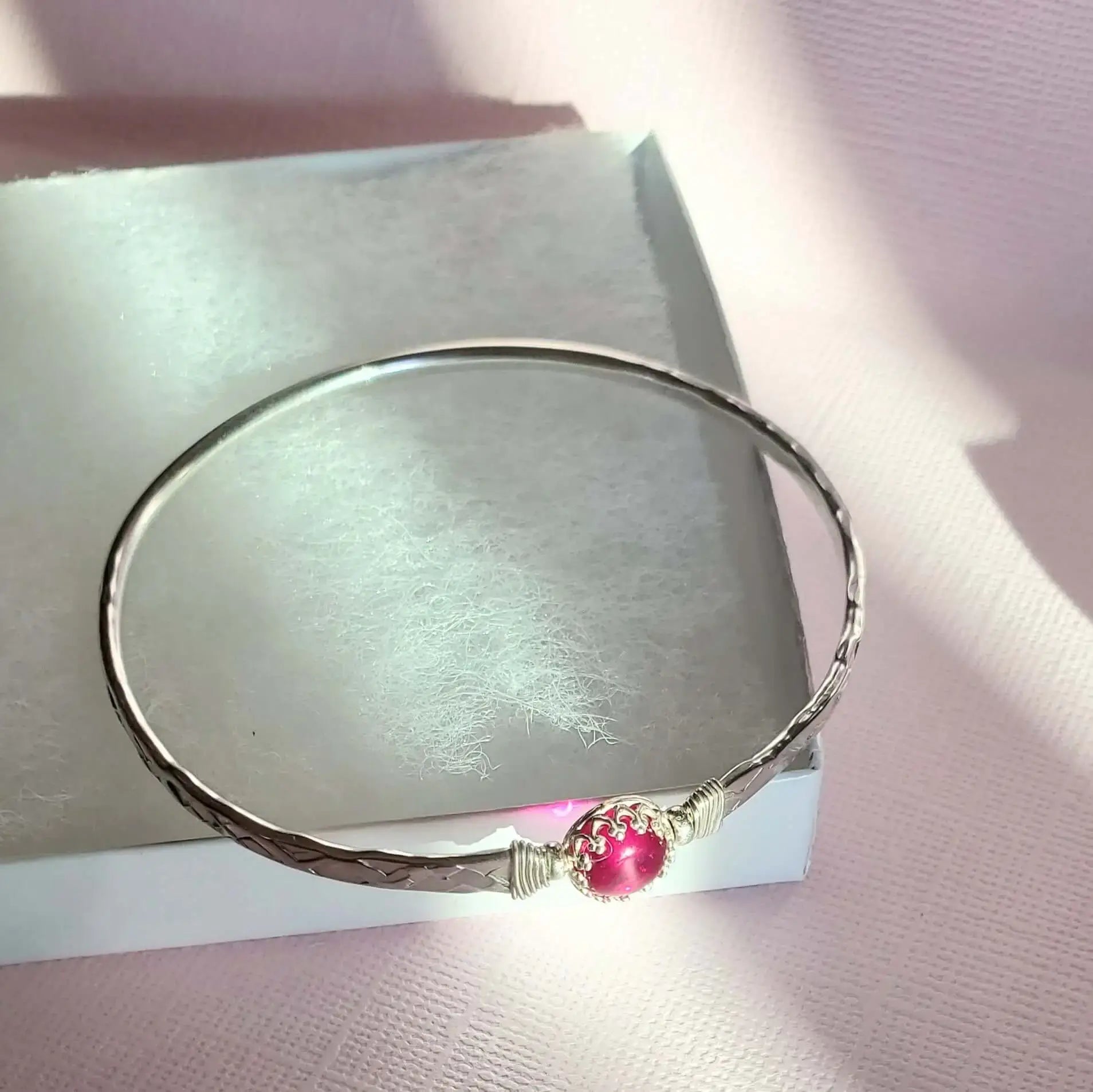 Brides Mag Bangle with 8mm Ruby in Victorian Crown Setting