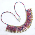 Beaded Swarovski Crystal Zig Zag Bib Choker Necklace