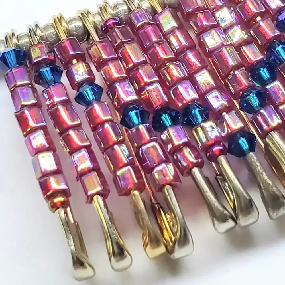 Beaded Swarovski Crystal Zig Zag Bib Choker Necklace