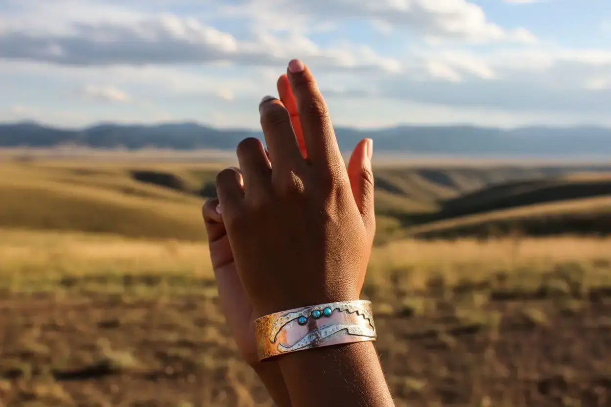 Copper Sculpted Angel Wing Frame Cuff Bracelet