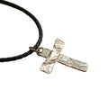 925 Silver Copper Hammer Forged Masculine Cross Necklace